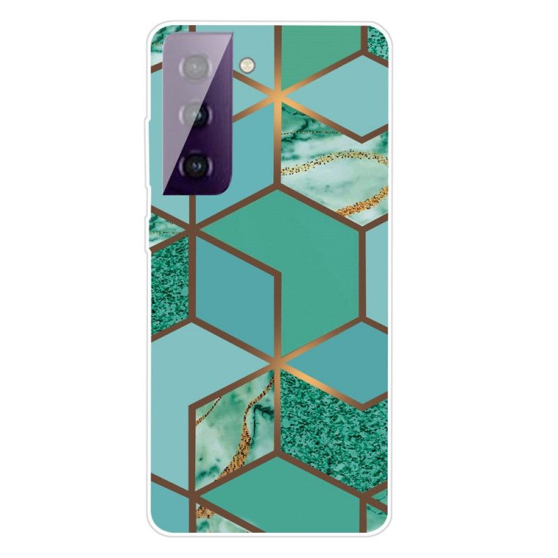 Etui Samsung Galaxy S21 5G Biały Czarny Geometryczny Marmur Etui Ochronne