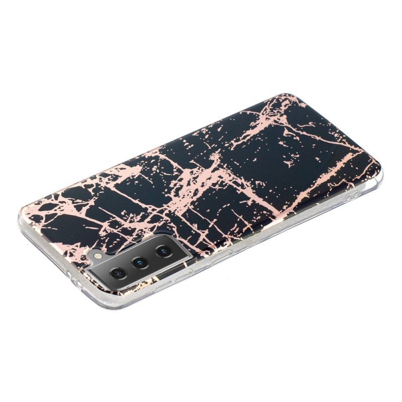 Etui Samsung Galaxy S21 5G Różowy Czarny Ultra Designerski Marmur Etui Ochronne