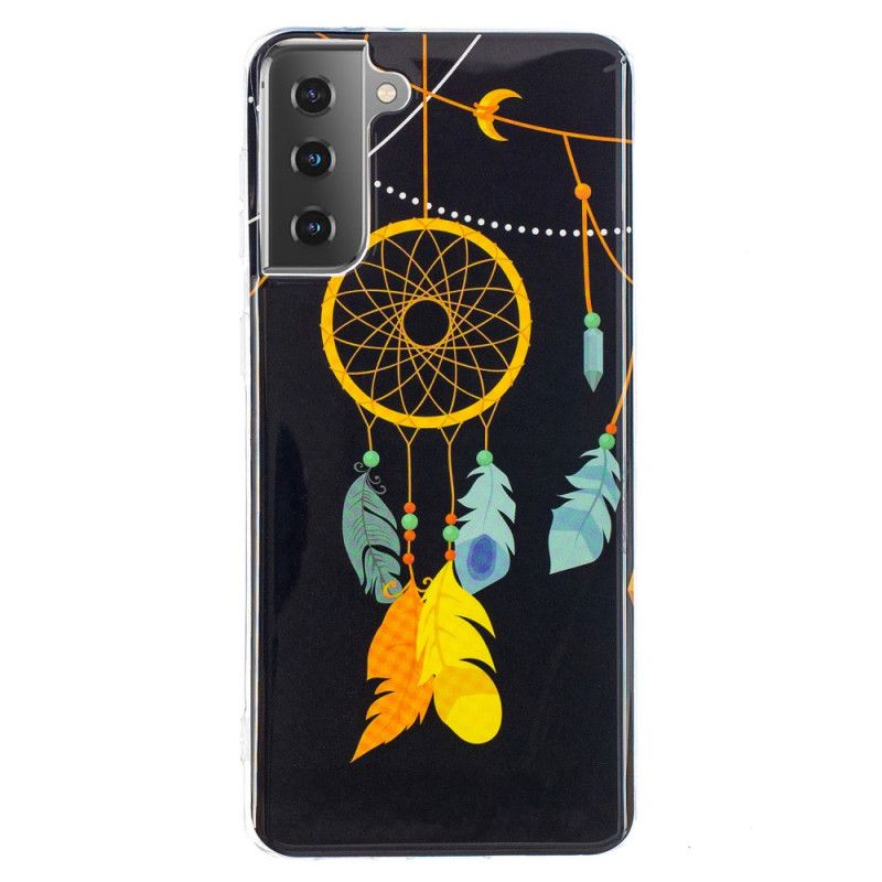 Etui Samsung Galaxy S21 5G Żółty Czarny Fluorescencyjny Łapacz Snów