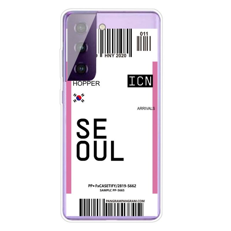 Futerały Samsung Galaxy S21 5G Różowy Magenta Etui na Telefon Karta Pokładowa Do Seulu