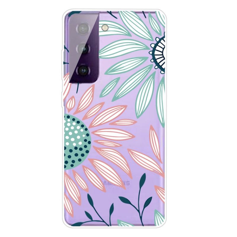 Futerały Samsung Galaxy S21 5G Zielony Różowy Etui na Telefon Przezroczysty Kwiat
