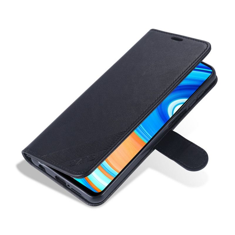 Etui Folio Xiaomi Redmi Note 9S / Note 9 Pro Czerwony Czarny Azns Imitacja Skóry Etui Ochronne