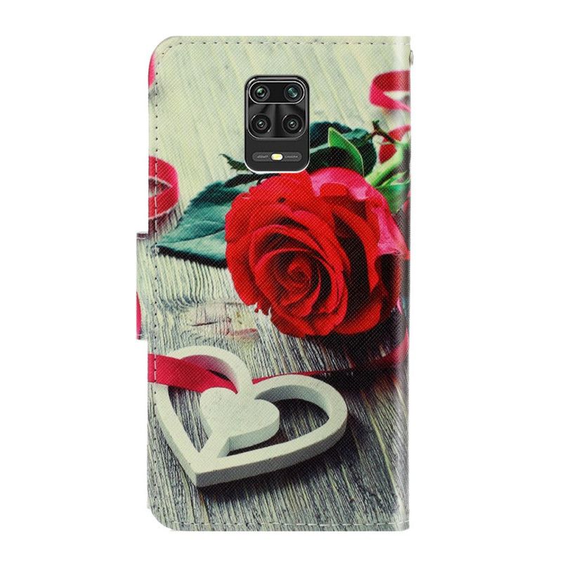 Etui Folio Xiaomi Redmi Note 9S / Note 9 Pro Romantyczny Róż Ze Stringami Etui Ochronne