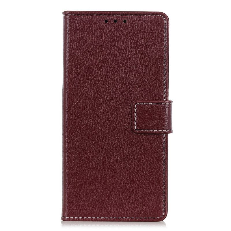 Etui Folio Xiaomi Redmi Note 9S / Note 9 Pro Srebrny Czarny Szyty Efekt Skóry Liczi