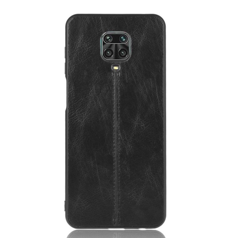 Etui Xiaomi Redmi Note 9S / Note 9 Pro Czerwony Czarny Efekt Szytej Skóry Etui Ochronne