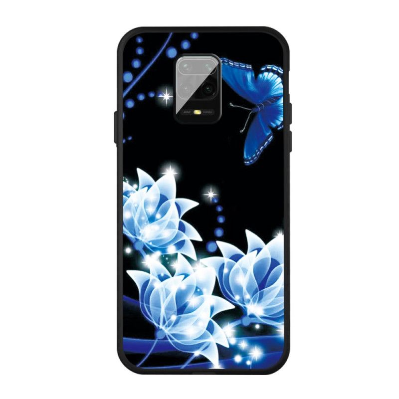 Etui Xiaomi Redmi Note 9S / Note 9 Pro Motyle I Niebieskie Kwiaty