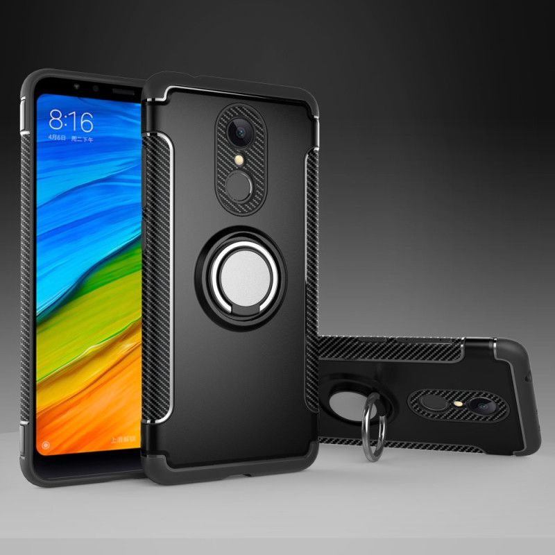 Futerały Xiaomi Redmi 5 Czerwony Czarny Etui na Telefon Pierścień Z Włókna Węglowego