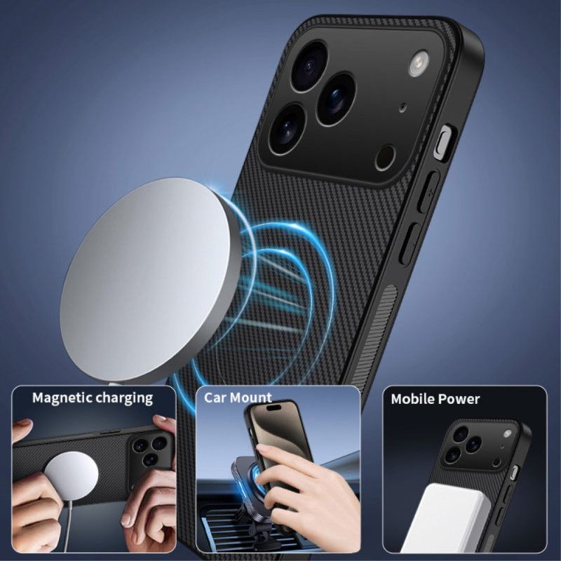 Etui iPhone 17 Pro Kompatybilny Z Magsafe Włókno Węglowe Etui Ochronne