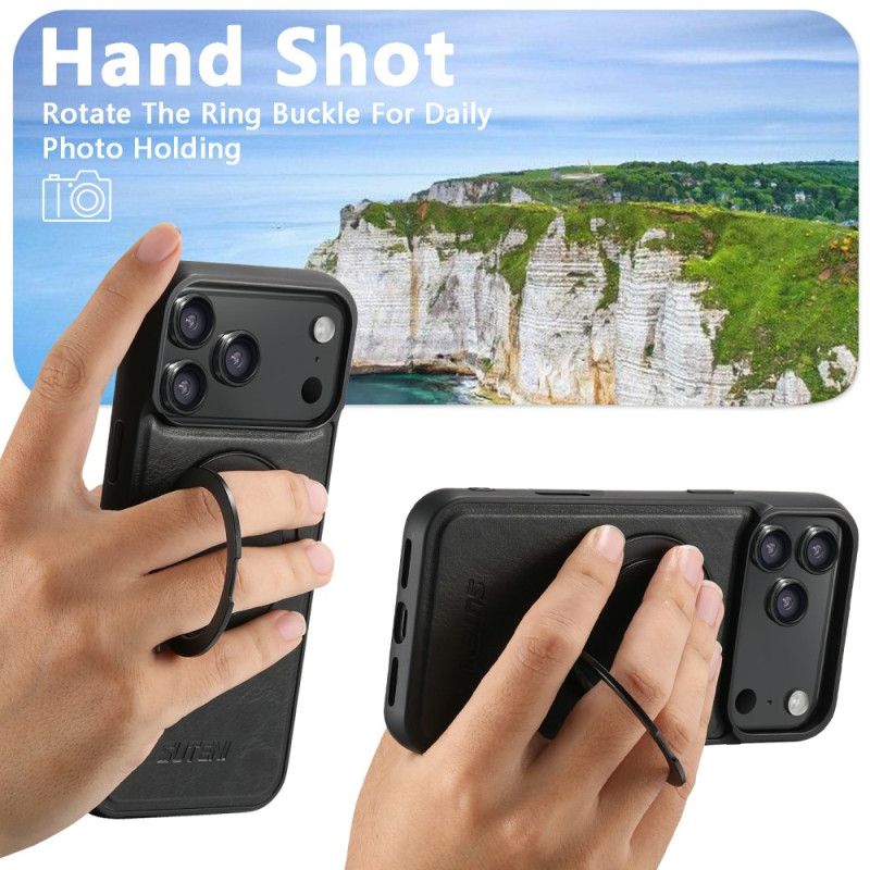 Etui iPhone 17 Pro Magsafe Kompatybilny Z Efektem Woskowanej Skóry Z Obrotowym Mocowaniem Etui Ochronne