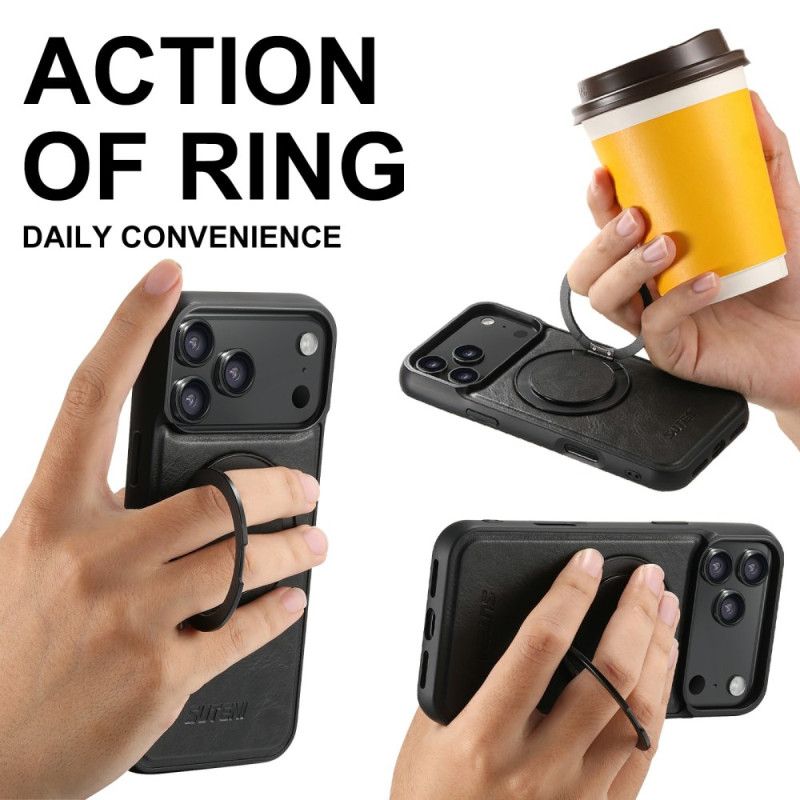 Etui iPhone 17 Pro Magsafe Kompatybilny Z Efektem Woskowanej Skóry Z Obrotowym Mocowaniem Etui Ochronne