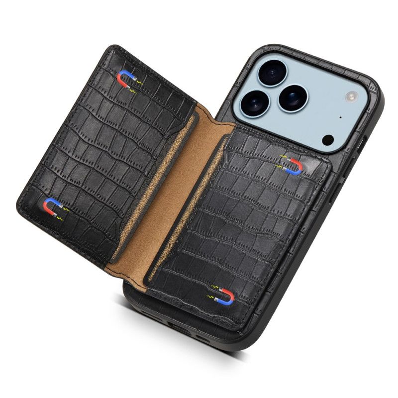 Etui iPhone 17 Pro Etui Na Karty Z Efektem Skóry Krokodyla Etui Ochronne