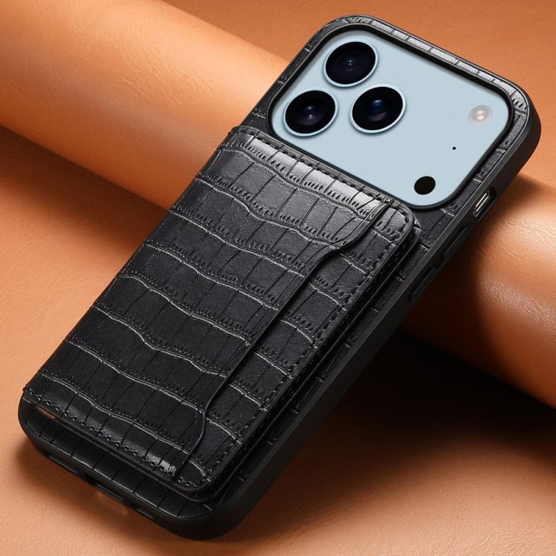 Etui iPhone 17 Pro Etui Na Karty Z Efektem Skóry Krokodyla Etui Ochronne