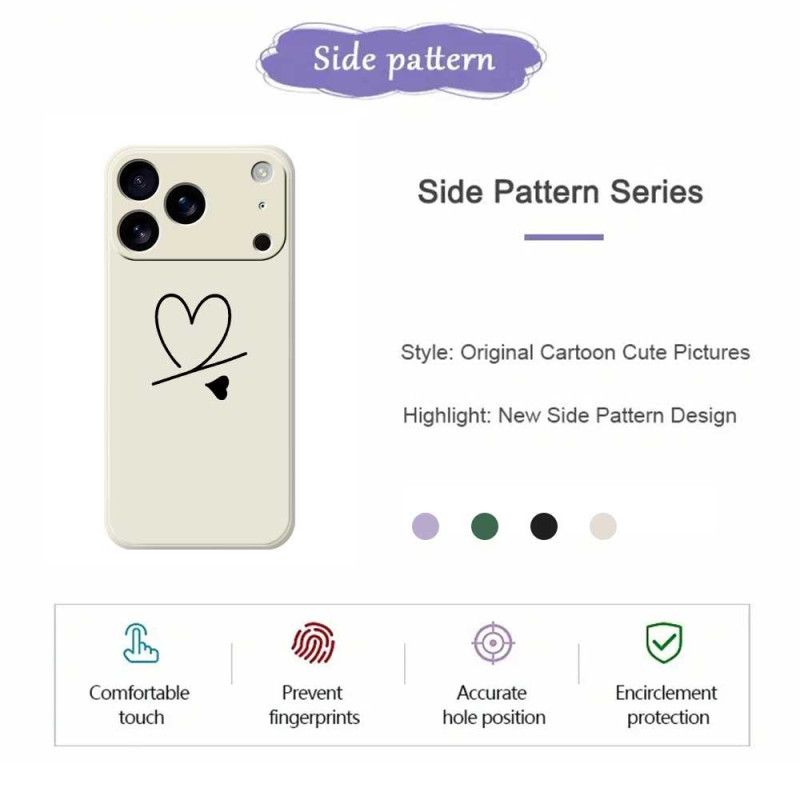 Etui iPhone 17 Pro Płynne Serce Z Silikonu Etui Ochronne