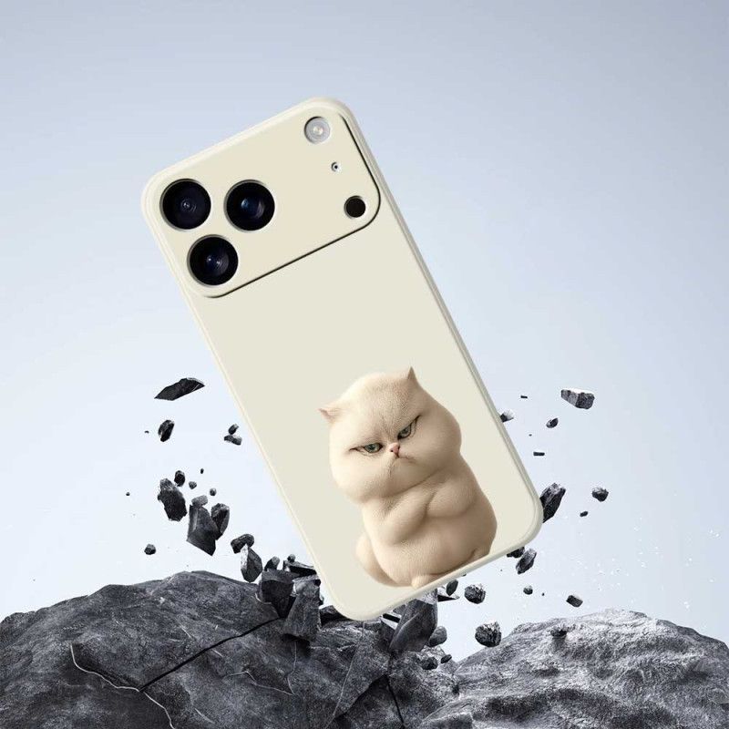 Etui iPhone 17 Pro Płynny Silikon Z Wściekłym Kotem Etui Ochronne