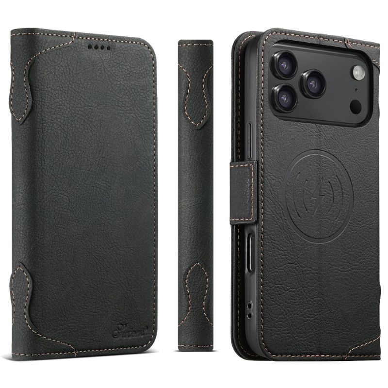 Flip Kotelot iPhone 17 Pro Etui Na Telefon Tekstura Liczi Zgodna Z Magsafe