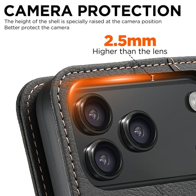 Flip Kotelot iPhone 17 Pro Etui Na Telefon Tekstura Liczi Zgodna Z Magsafe