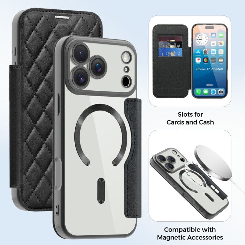 Flip Kotelot iPhone 17 Pro Pikowany Kompatybilny Z Magsafe Etui Ochronne