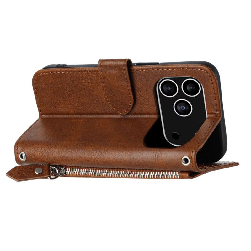 Skórzany Futerał iPhone 17 Pro Etui Na Telefon Pasek W Stylu Retro