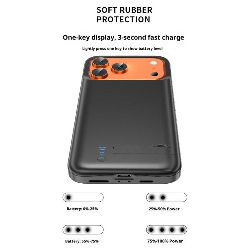 Zewnętrzne Etui Z Baterią 5000 Mah Do iPhone'a 17 Pro Z Wbudowaną Podstawką
