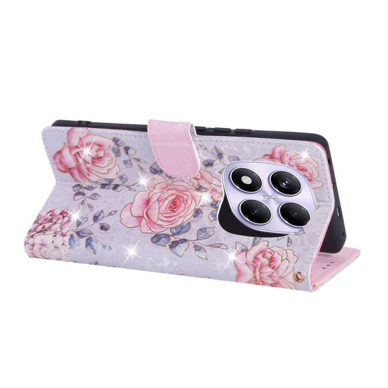 Etui Folio Do Xiaomi Redmi Note 14 Pro 4g Kwiatowy Wzór Blokujący Rfid