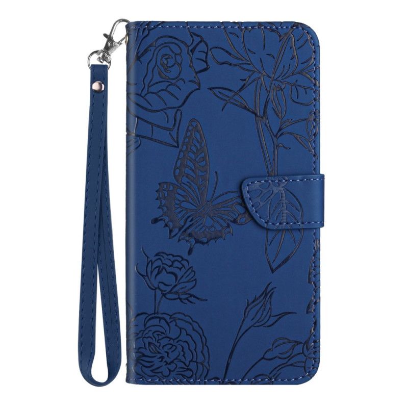 Etui Folio Do Xiaomi Redmi Note 14 Pro 4g Nadruk Motyla Pasek