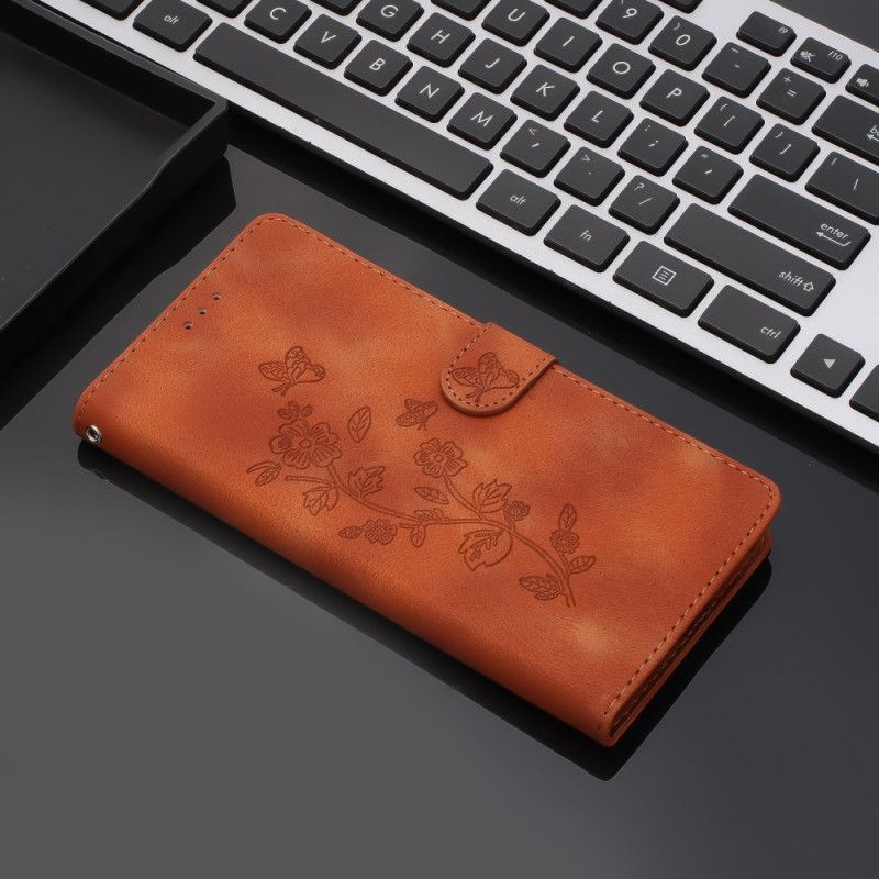 Etui Folio Do Xiaomi Redmi Note 14 Pro 4g Wzór Kwiatowy I Motyl