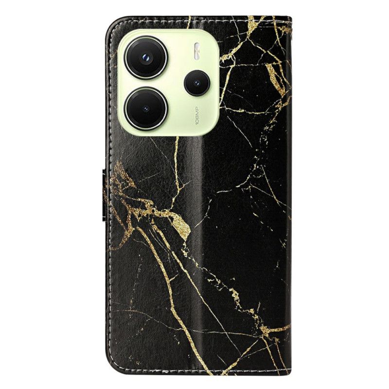 Etui Folio Xiaomi Redmi Note 14 Pro 4g CZarno-złoty Marmur Etui Ochronne