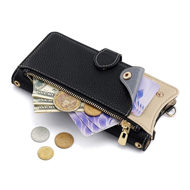 Etui Folio Xiaomi Redmi Note 14 Pro 4g Dwukolorowy Portfel Z Łańcuszkiem Etui Ochronne