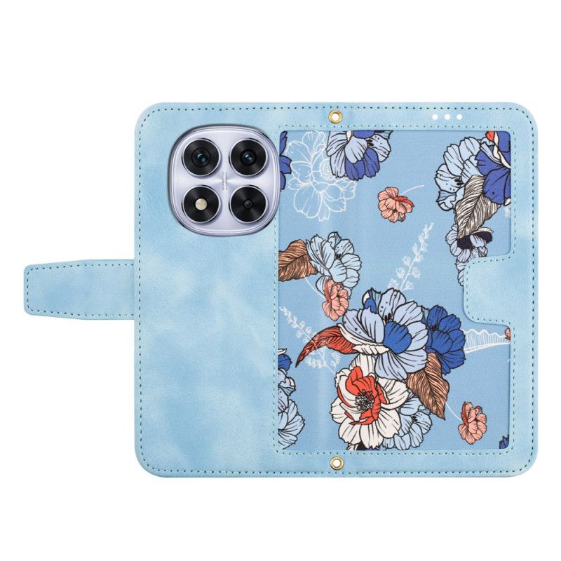 Etui Folio Xiaomi Redmi Note 14 Pro 4g Graficzne Kwiaty Z Paskiem