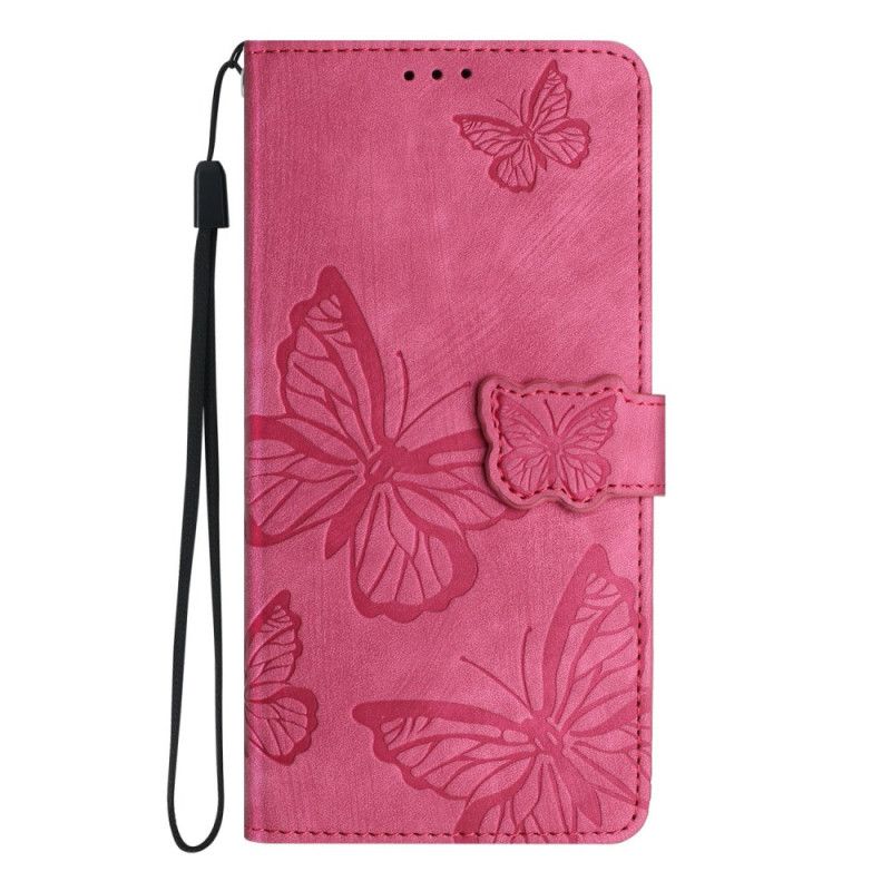 Etui Folio Xiaomi Redmi Note 14 Pro 4g Motyle Z Efektem Zamszu Etui Ochronne