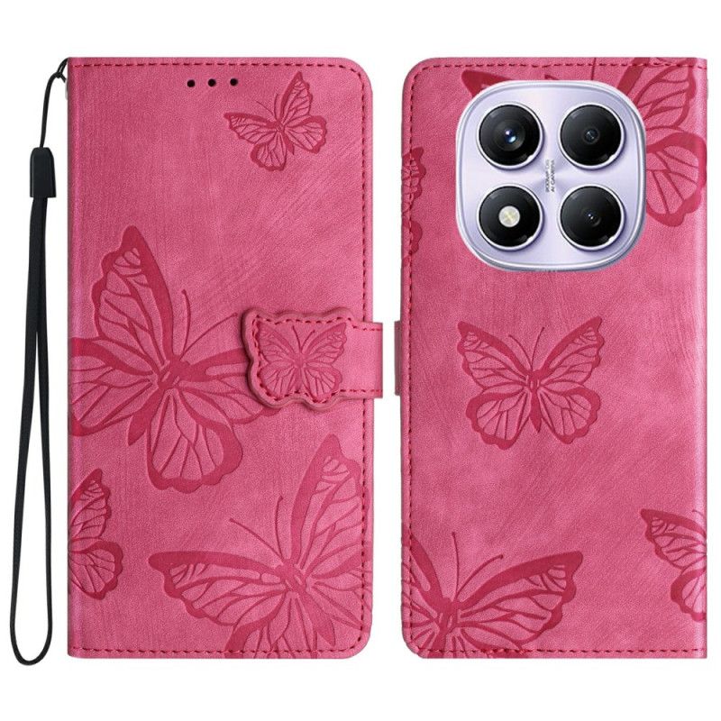 Etui Folio Xiaomi Redmi Note 14 Pro 4g Motyle Z Efektem Zamszu Etui Ochronne