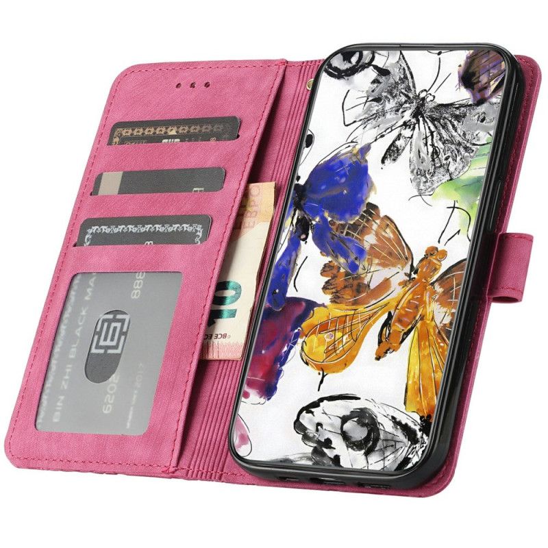 Etui Folio Xiaomi Redmi Note 14 Pro 4g Motyle Z Efektem Zamszu Etui Ochronne