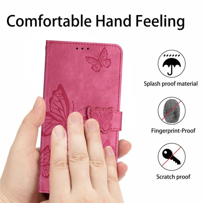 Etui Folio Xiaomi Redmi Note 14 Pro 4g Motyle Z Efektem Zamszu Etui Ochronne