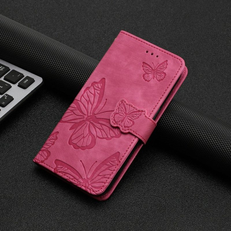 Etui Folio Xiaomi Redmi Note 14 Pro 4g Motyle Z Efektem Zamszu Etui Ochronne