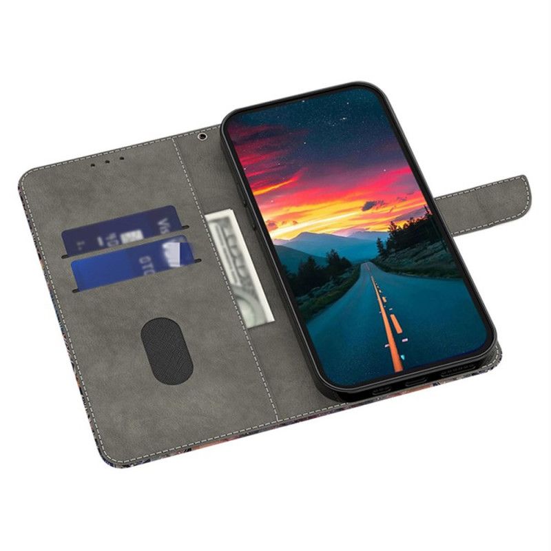 Etui Folio Xiaomi Redmi Note 14 Pro 4g Niebieski Kwiatowy Wzór Etui Ochronne