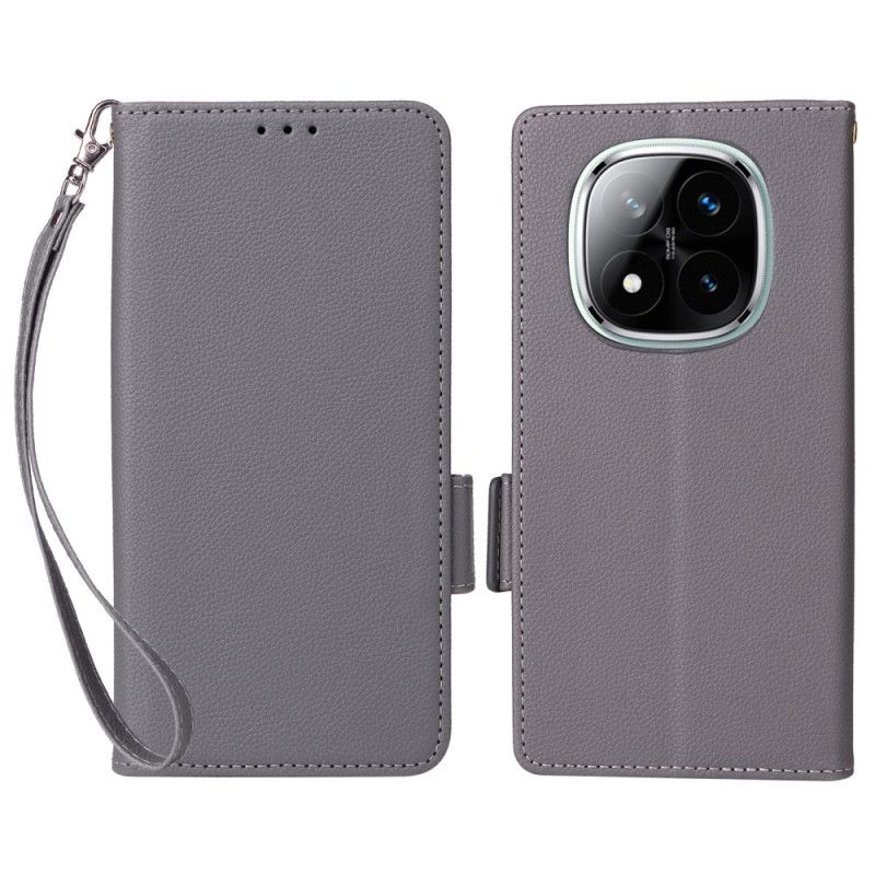 Etui Folio Xiaomi Redmi Note 14 Pro 4g Pasek Ze Sztucznej Skóry Liczi Etui Ochronne