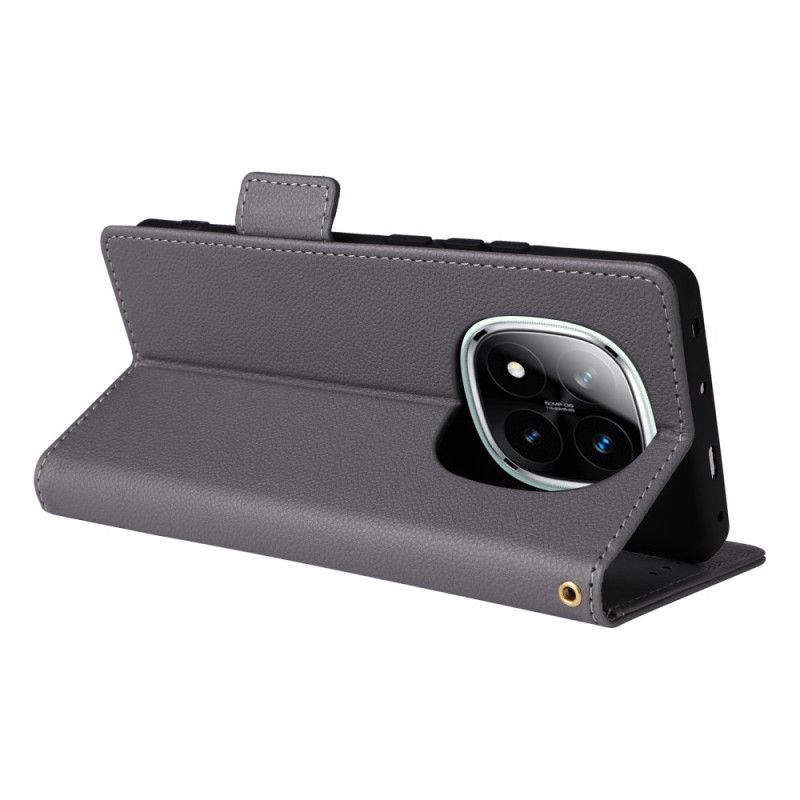 Etui Folio Xiaomi Redmi Note 14 Pro 4g Pasek Ze Sztucznej Skóry Liczi Etui Ochronne