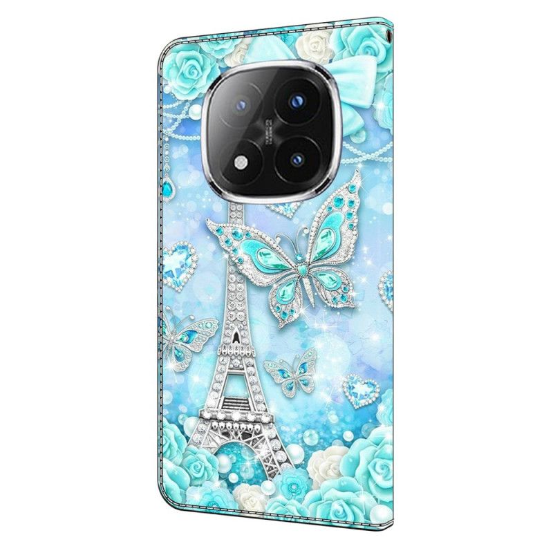 Etui Folio Xiaomi Redmi Note 14 Pro 4g Wieża Eiffla I Diamenty Etui Ochronne