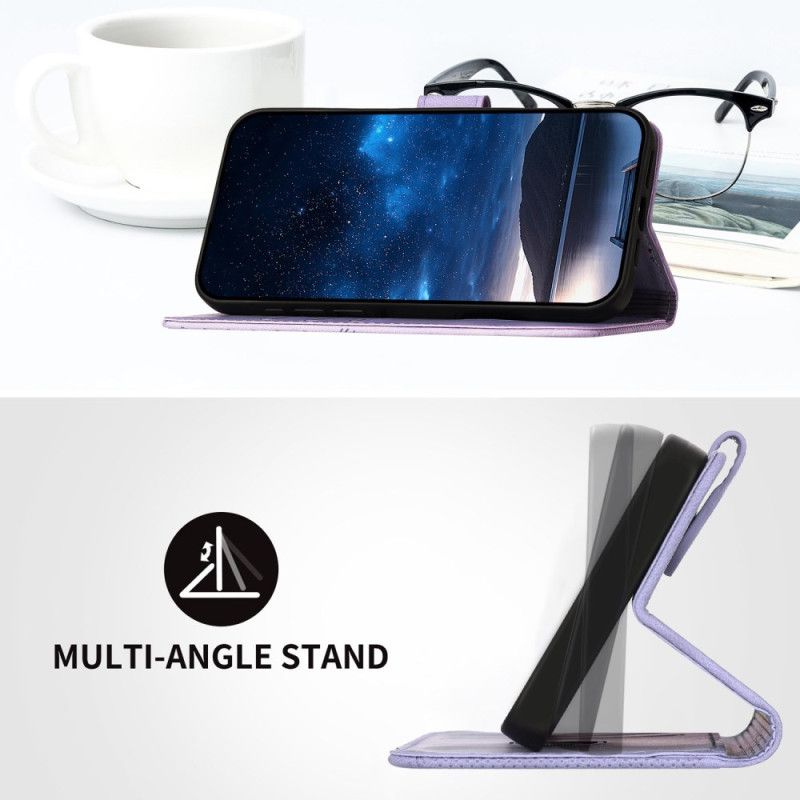 Skórzany Futerał Xiaomi Redmi Note 14 Pro 4g Etui Na Telefon Geometryczny Wzór Z Paskiem