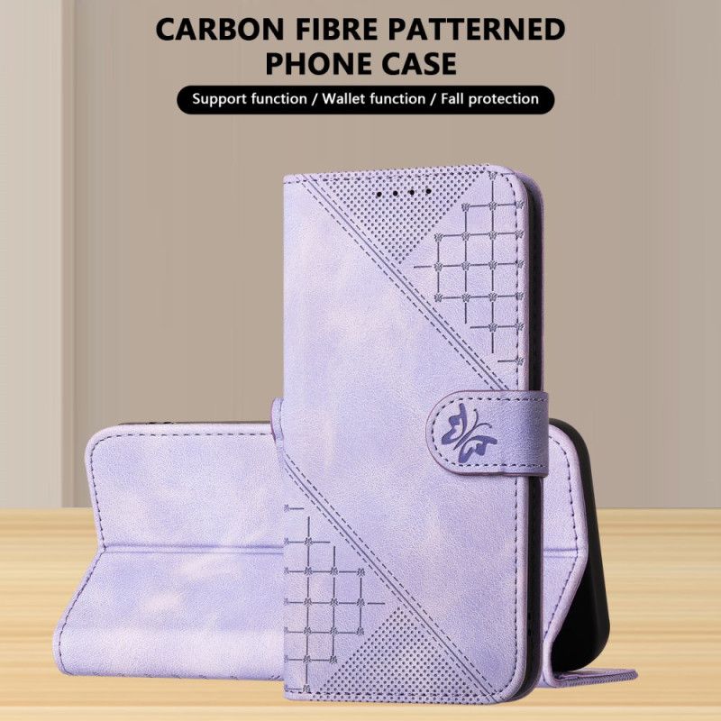 Skórzany Futerał Xiaomi Redmi Note 14 Pro 4g Etui Na Telefon Geometryczny Wzór Z Paskiem