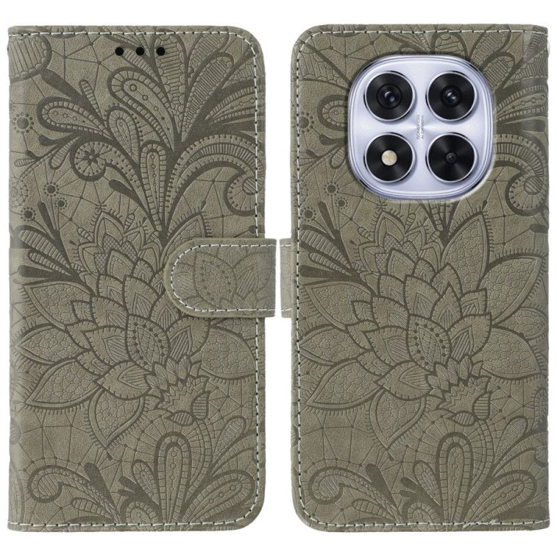 Skórzany Futerał Xiaomi Redmi Note 14 Pro 4g Etui Na Telefon Kwiatowa Koronka