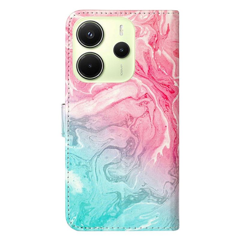 Skórzany Futerał Xiaomi Redmi Note 14 Pro 4g Etui Na Telefon Marmur W Kolorze Różowego I Zielonego Złota