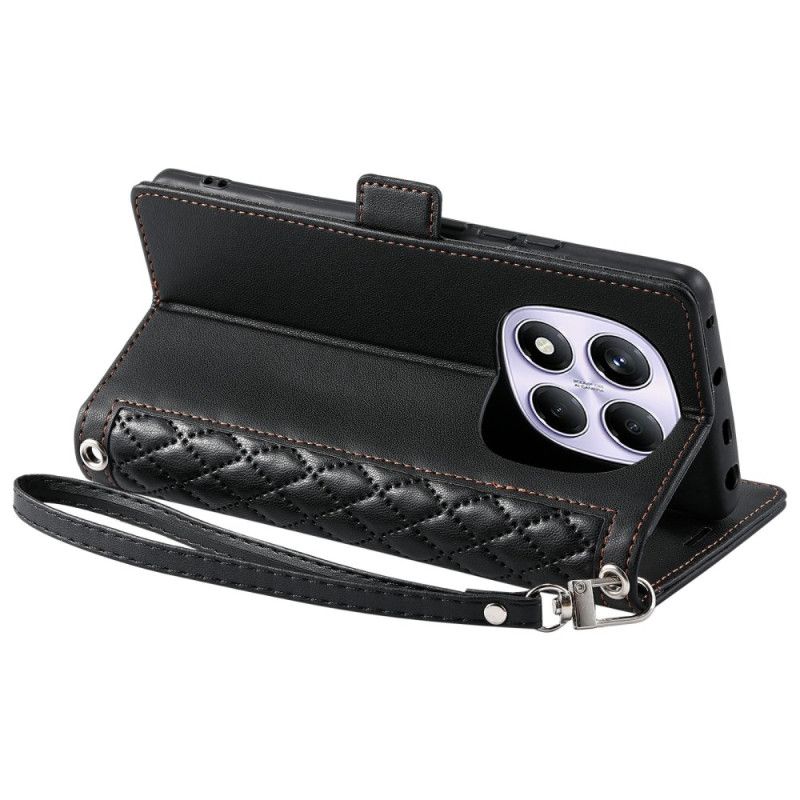 Skórzany Futerał Xiaomi Redmi Note 14 Pro 4g Etui Na Telefon Pikowane Z Paskiem