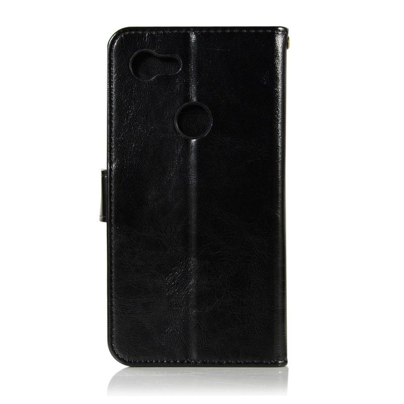 Etui Folio Google Pixel 3 XL Ciemnoczerwony Efekt Skóry W Stylu Vintage Z Paskiem