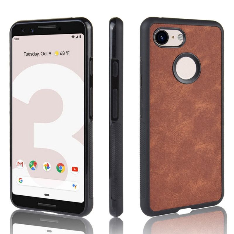 Etui Google Pixel 3 XL Brązowy Szary Luksusowy Styl Skóry