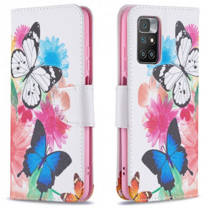 Obudowa Xiaomi Redmi 10 Etui Na Telefon Malowane Motyle I Kwiaty