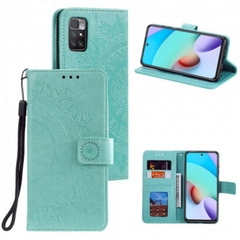 Skórzany Futerał Xiaomi Redmi 10 Etui Na Telefon Mandala Słońce