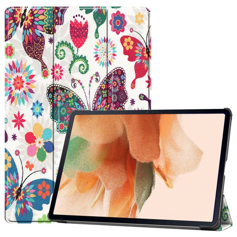 Inteligentny Futerał Samsung Galaxy Tab S7 Fe Vintage Flower Pen Holder