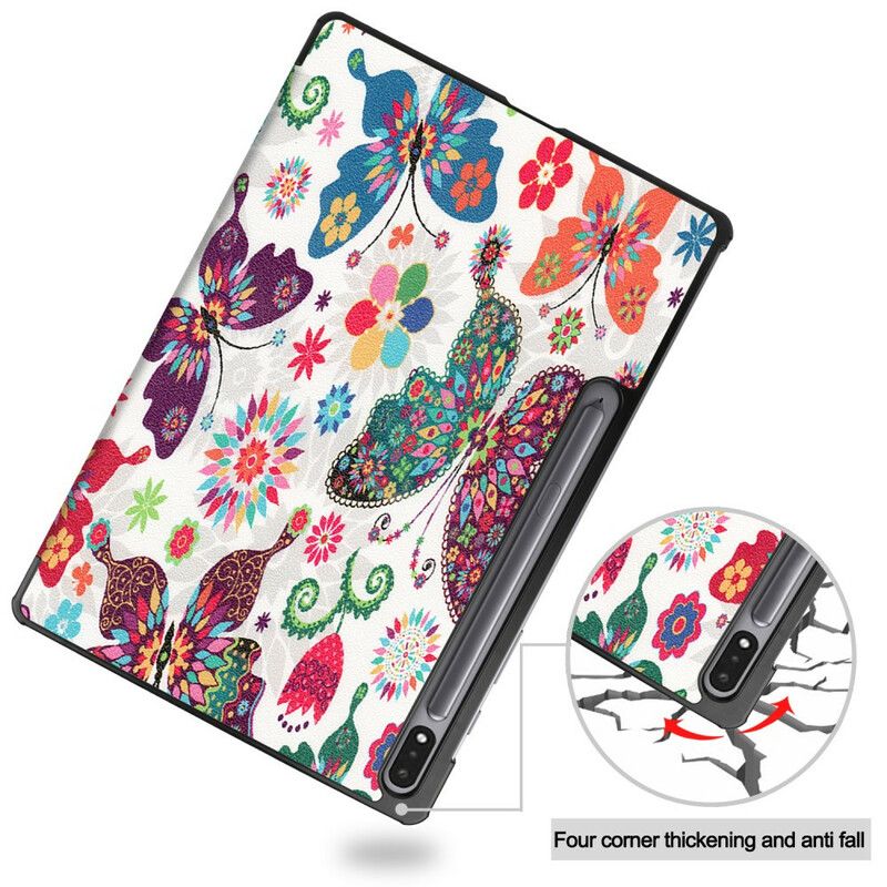 Inteligentny Futerał Samsung Galaxy Tab S7 Fe Vintage Flower Pen Holder