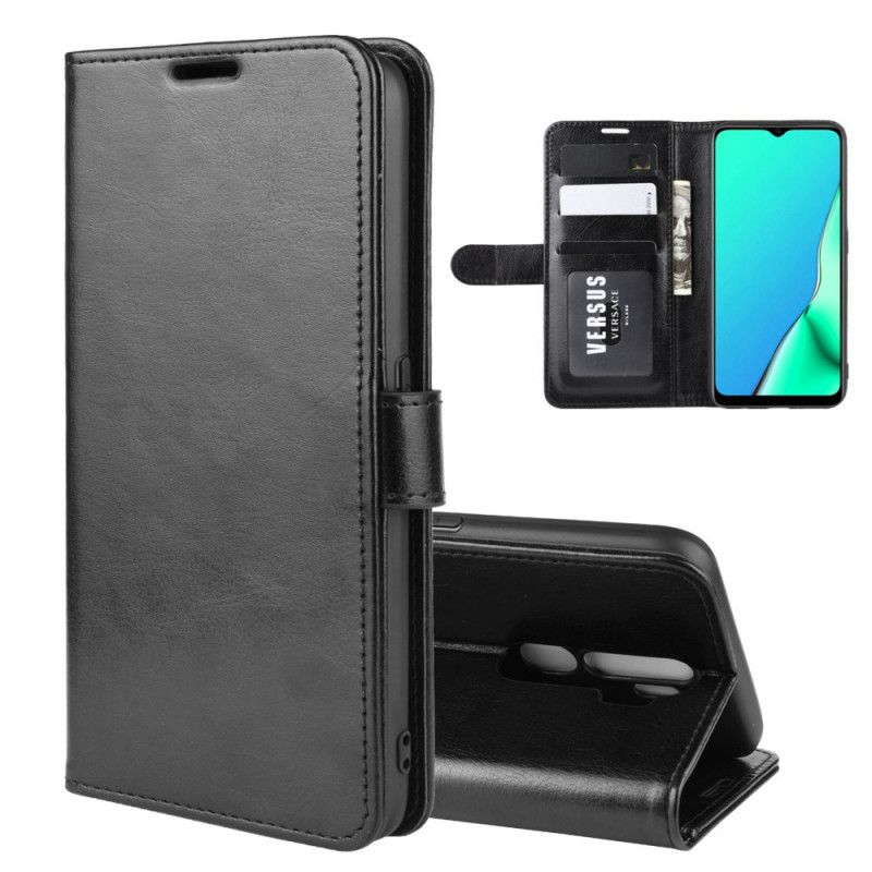 Etui Folio Oppo A5 2020 Biały Czarny Styl Skóry Etui Ochronne